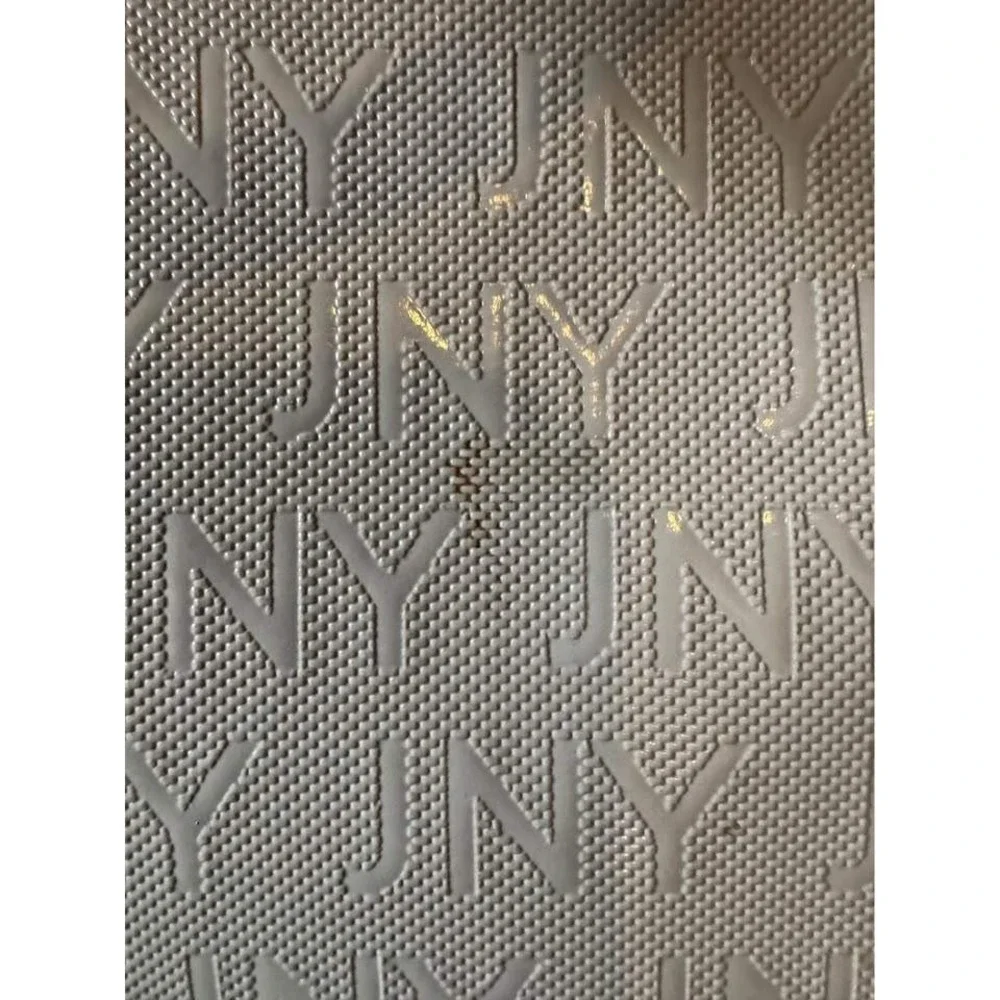 Jones New York Signature Gray Embossed JNY Logo Satchel Handbag Gold Hardware